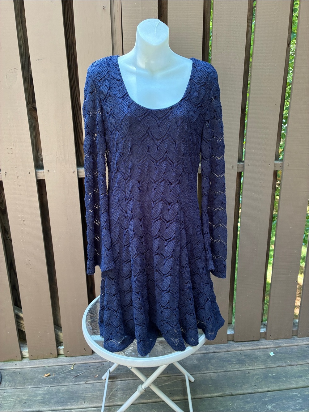 Altar’d State Dark Navy Long-Sleeve Knit Dress Size Large Fits Smaller
